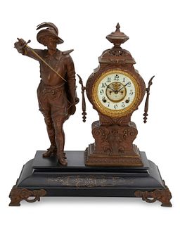 An Ansonia figural mantel clock