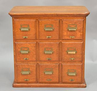 Victorian oak nine drawer cabinet. ht. 29in., top: 18" x 29"
