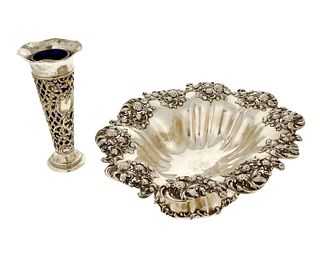 Two sterling silver holloware table items