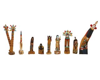 A group of Hopi katsina figures