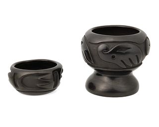 Two Santa Clara Pueblo blackware pottery vessels