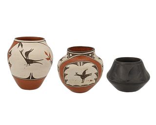 Three Native American Puebloan pottery vessels
