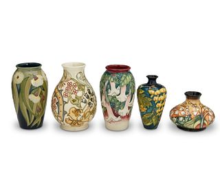 A group of Moorcroft pottery vases