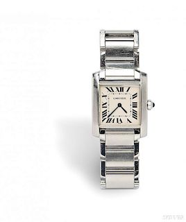 Lady's Stainless Steel "Tank Francaise" Wristwatch, Cartier