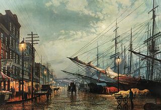 John Stobart South Street in New York Signed Lithograph