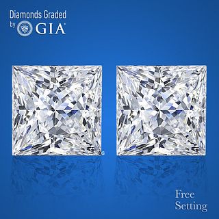 4.02 carat diamond pair Princess cut Diamond GIA Graded 1) 2.01 ct, Color F, VS2 2) 2.01 ct, Color F, VS2. Appraised Value: $140,000 