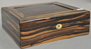 Tiffany & Co. exotic lift top wood box, stripped interior. ht. 5in. top: 13" x 16"