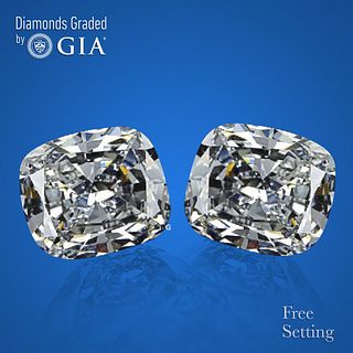 4.03 carat diamond pair Cushion cut Diamond GIA Graded 1) 2.01 ct, Color D, VS1 2) 2.02 ct, Color D, VS2. Appraised Value: $165,400 