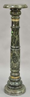 Green marble pedestal, ht. 48 1/2in., dia. 13in.