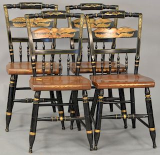 Set of four Hitchcock chairs.