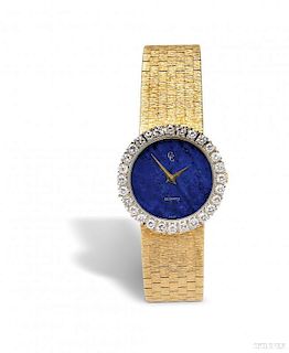 Lady's 18kt Gold, Lapis, and Diamond Wristwatch, Concord