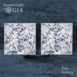 4.02 carat diamond pair Princess cut Diamond GIA Graded 1) 2.01 ct, Color F, VVS2 2) 2.01 ct, Color G, VVS2. Appraised Value: $156,000 