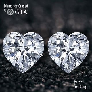 4.03 carat diamond pair Heart cut Diamond GIA Graded 1) 2.01 ct, Color D, VS2 2) 2.02 ct, Color D, VS2. Appraised Value: $158,600 