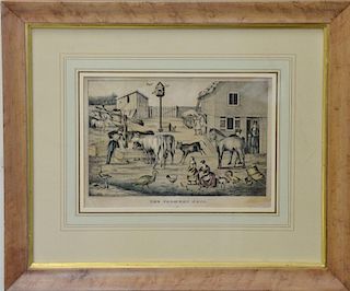 Group of four hand colored lithographs including "The Farmer's Pets" Kelloggs & Comstock, "Caldwell, Lake George" Kelloggs & Thayer,...