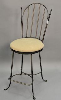 Set of four swivel iron bar stools. seat ht. 23in.
