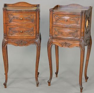 Pair of Louis XV style three drawer stands. ht. 34 in.; top: 12" x 15"
