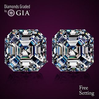 8.03 carat diamond pair Square Emerald cut Diamond GIA Graded 1) 4.02 ct, Color E, VVS2 2) 4.01 ct, Color F, VS1. Appraised Value: $767,800 