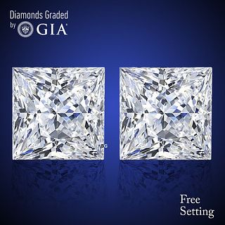 6.03 carat diamond pair Princess cut Diamond GIA Graded 1) 3.02 ct, Color H, VVS1 2) 3.01 ct, Color I, VVS2. Appraised Value: $278,100 