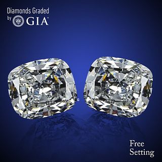 4.03 carat diamond pair Cushion cut Diamond GIA Graded 1) 2.01 ct, Color E, VS1 2) 2.02 ct, Color D, VS2. Appraised Value: $160,900 