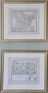 Six Jeremiah Greenleaf handcolored map engraving small folios "A New Universal Atlas" including New Jersey, United States, Virginia,...