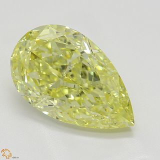 3.05 ct, Natural Fancy Intense Yellow Even Color, SI2, Pear cut Diamond (GIA Graded), Appraised Value: $139,000 