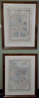 Nine Samuel Augustus Mitchell handcolored engraved map touble page including New York & Brookly, New York, Pennsylvania, Philadelphi...