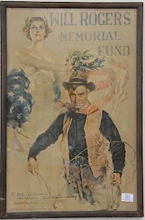 Howard Chandler Christy (1873-1952), colored lithograph, Will Roger Memorial Fund, signed in poster and signed and dated in ink lowe...