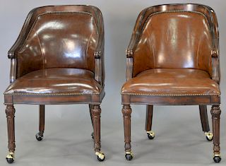 Pair of office armchairs, Victorian style.