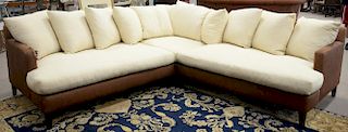 Two part L shaped sectional sofa, Theodore's (one arm end as is). lg. 96" x 100"