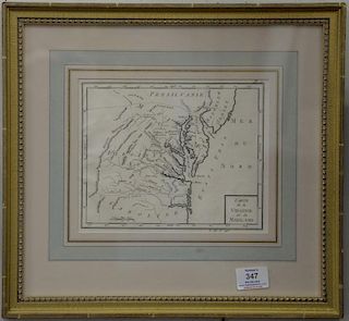 Carte de la Virginie et du Mariland copper engraved map. ss 7 1/4" x 9"  Provenance: Property from Credit Suisse's Americana Colle...