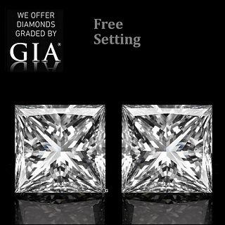 4.02 carat diamond pair Princess cut Diamond GIA Graded 1) 2.01 ct, Color H, VS2 2) 2.01 ct, Color I, VS2. Appraised Value: $93,100 