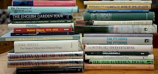Lot of twenty-five miscellaneous coffee table books to include Batey's "The English Garden Tour", Bloom's "Broadway Musicals", etc.