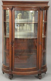 Victorian mahogany bowed glass china cabinet. ht. 65in., wd. 41in., dp. 18in.