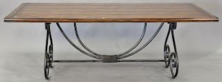 Tressel style table with iron base (top: 40" x 86").
