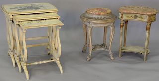 Nest of three paint decorated tables. tallest: ht. 26in., top: 17" x 25"