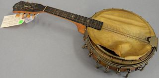 Orpheum No. 1 banjo or mandolin by Rettberg &Large New York for JoOseph Gilman Bridgeport, serial #8316 on neck brace patent #724833...