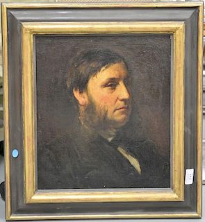 Continental School, portrait of a gentleman, oil on canvas, 19th century, Leger Gallery label on reverse, 15 1/2" x 14".