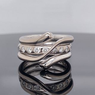 Georg Jensen 18k White Gold Magic 0.45Ctw Diamond Ring Size 7.5