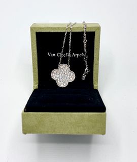 Van Cleef & Arpels 18K White Gold Large diamond pendant