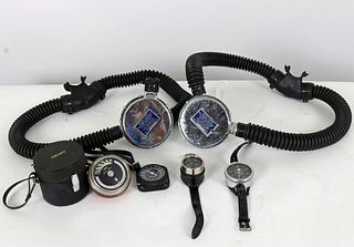 Grouping Of Vintage Scuba Diving Equipment Double Hose Regs + More