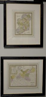 Thirteen Henry Schenck Tanner's New Universal Atlas of the World handcolored engraved maps including Arkansas, Washington, Philadelp...