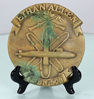 Ethan Allen SSBN 608 Submarine Brass Plaque