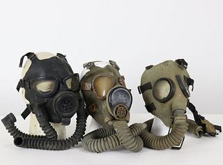 Collection of 3 Antique US Military Gas Masks