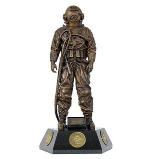 Bronze United States Navy Mark V Diver Monument Statuette