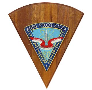 USS Proteus AS19 Ships Plaque on Wood Frame