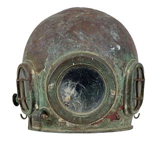 Antique Japanese or Korean 3 Light Diving Helmet Bonnet