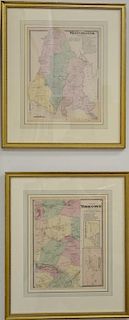 Four handcolored engraved maps Atlas of New York and Vicinity including Brooklyn, Yorktown, Westchester, and Yonkers. sight size 16...