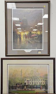 G. Harvey, two colored prints from Treasury Collection including "The American Dream" and "1600 Pennsylvania Avenue" sight size 28 1...