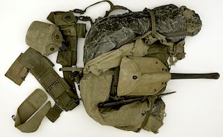 US WWII Back Pack And Field Gear Lot.