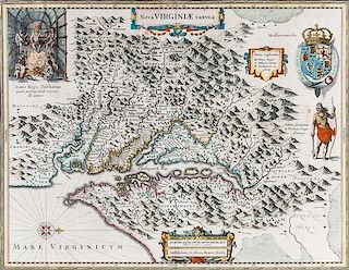 (MAP) HONDIS, HENRICUS. Nova Virginiae Tabula. Amsterdam, 1643.